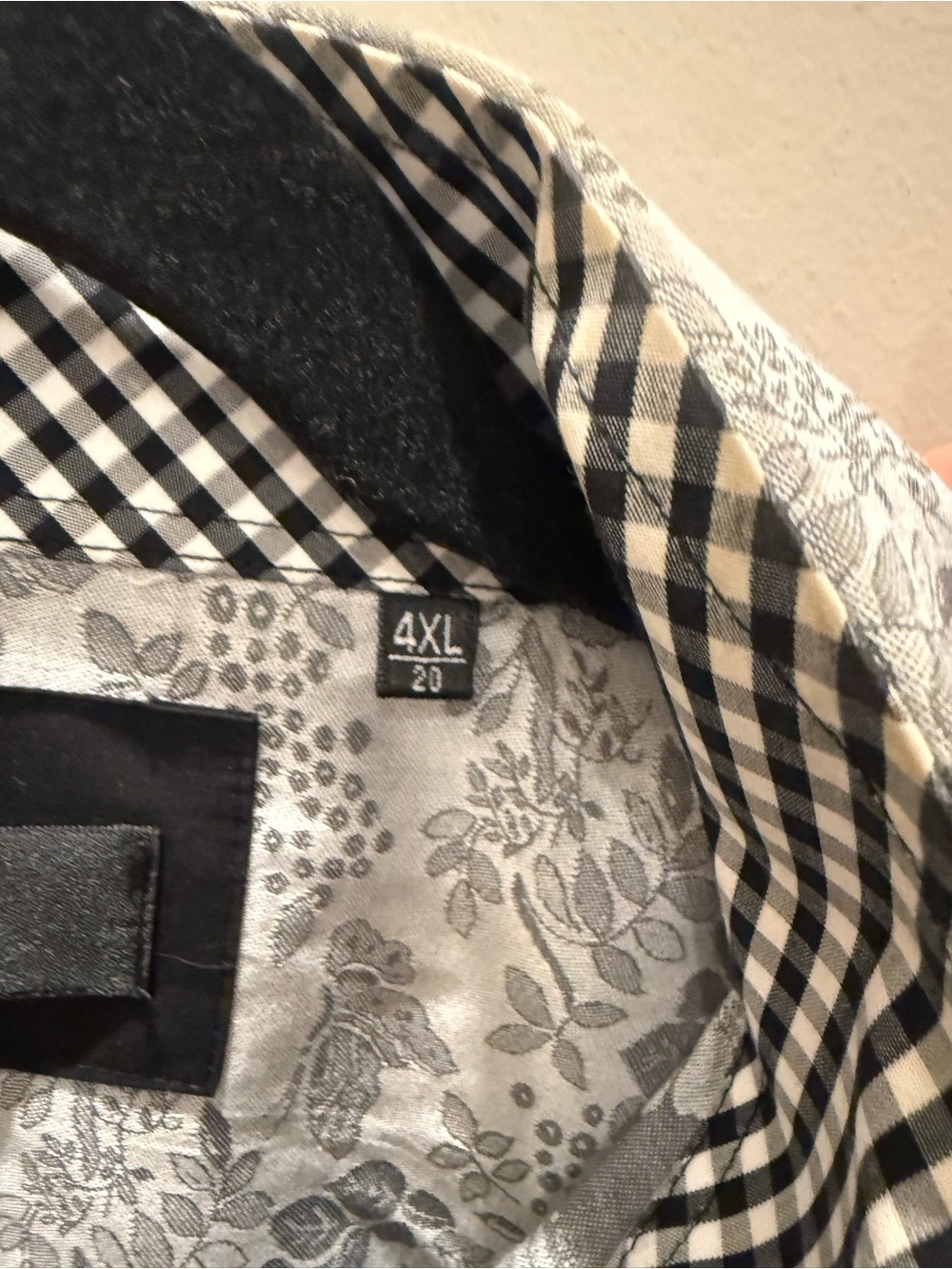 Coogi Luxe Men's Floral Button-Up Long Sleeve Dress Shirt in Gray & White 4XL - Picture 5 of 6